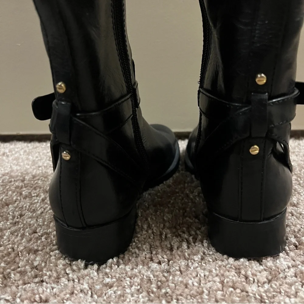Tory Burch Equestrian Boots Black Leather 6M